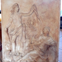 Bas relief Nicolas COUSTOU le Dieu de la santé montrant le buste de Louis XIV